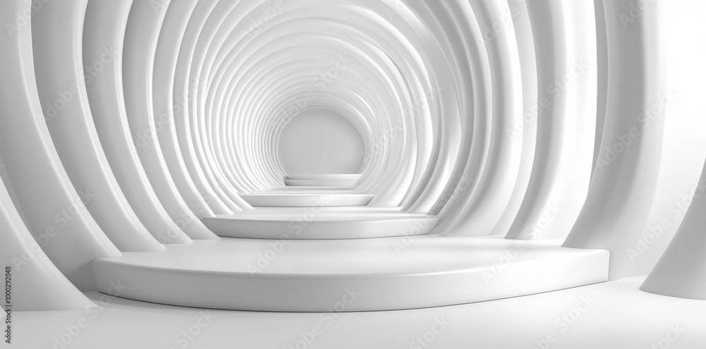 3D rendering of a modern futuristic architecture background in white with day lighting 3D rendering of a modern futuristic architecture background in white with day lighting