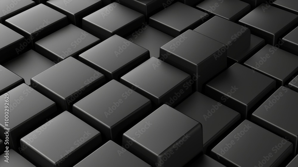 Fototapeta premium Isolated 3D black cubes with abstract geometric backgrounds