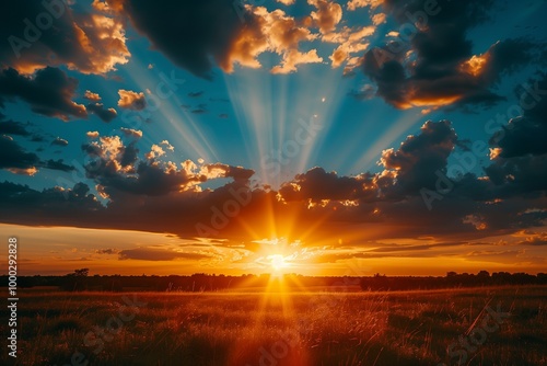 Golden Sunrise over the Horizon: A New Day Dawning with Warm Radiance