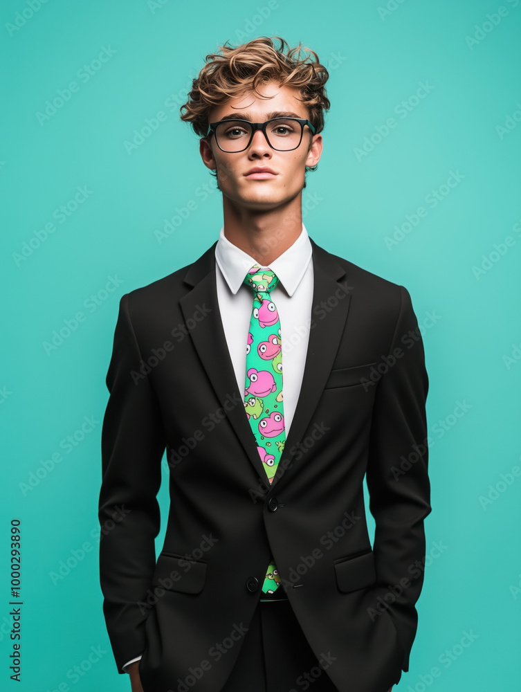 Cool guy in black suit with different hair color and tie. Cool guy in black suit with different hair color and tie.