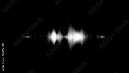 Abstract Black and White Sound Wave Form on Dark Background Minimalist Audio Visual Representation for Technology and Music Concepts