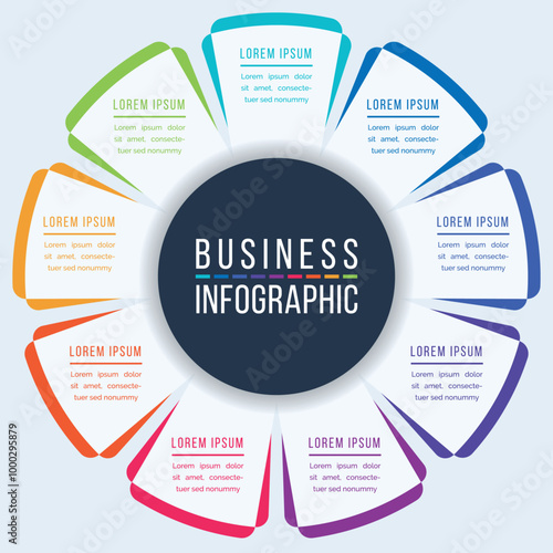 9 Options Infographic design 9 Steps, objects, elements or options business information template