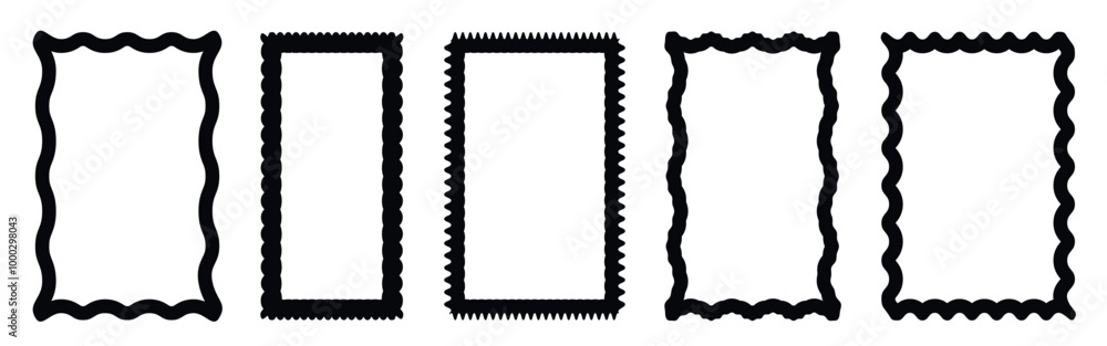 Wavy border frame Zigzag edges geometric frames for decorative design. Wavy border frame Zigzag edges geometric frames for decorative design.