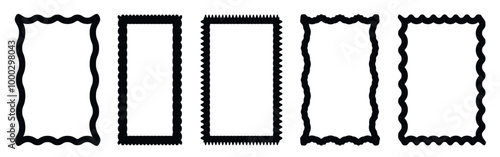 Wavy border frame Zigzag edges geometric frames for decorative design.