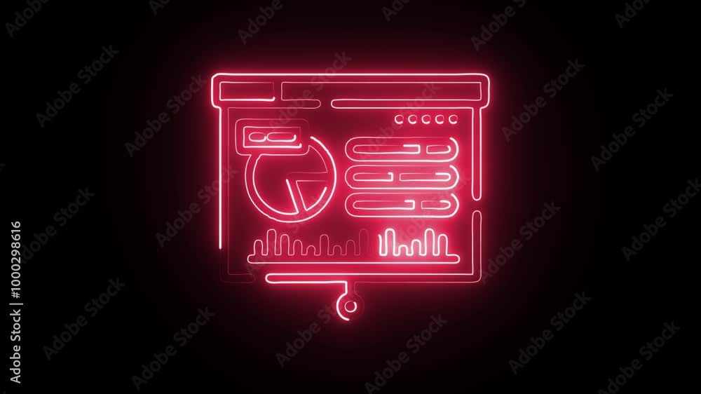 Glowing Neon Data Visualization Icon Isolated on Dark Background. HD Video Motion Graphic Animation Glowing Neon Data Visualization Icon Isolated on Dark Background. HD Video Motion Graphic Animation