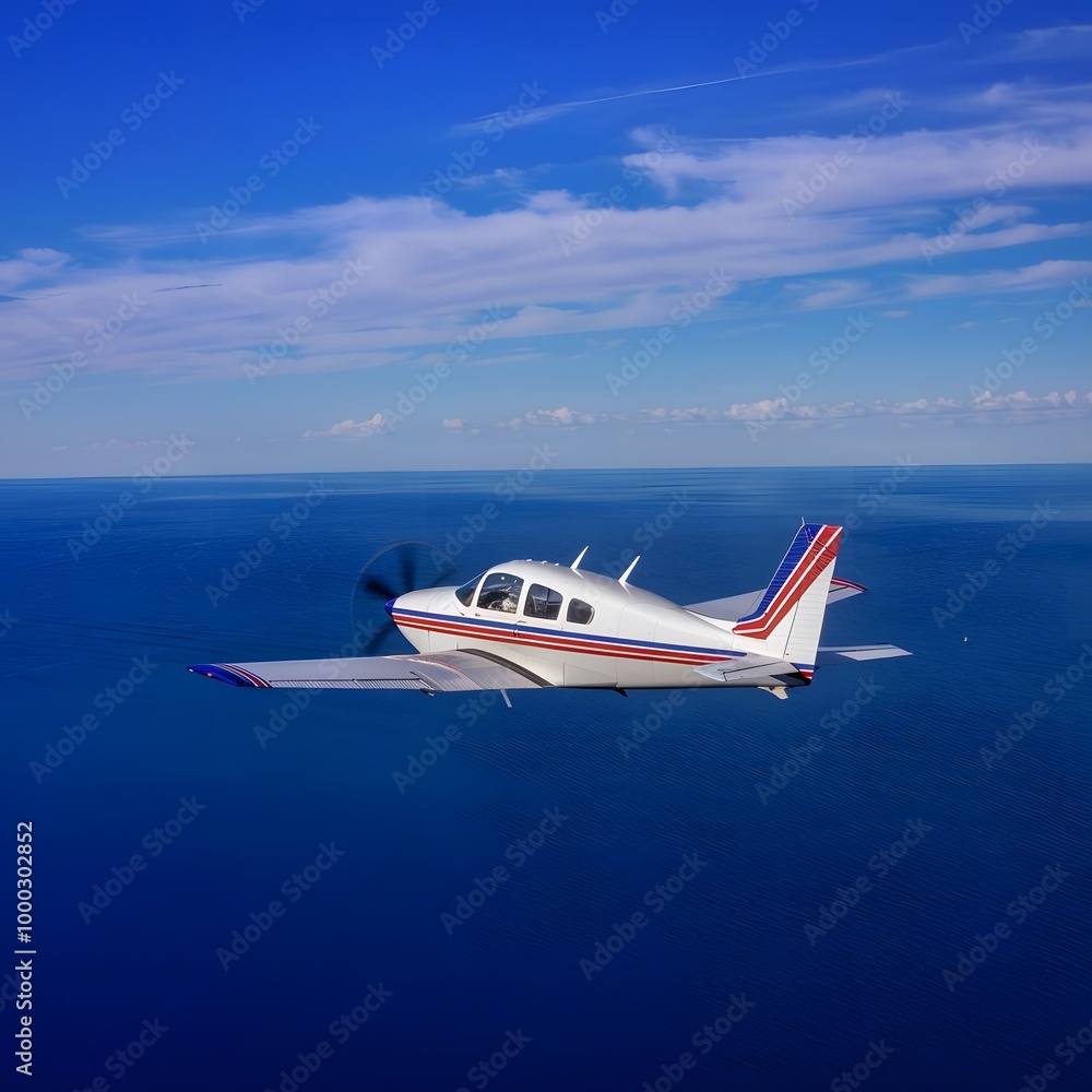 Fototapeta premium Aeroplane in the sky over the ocean
