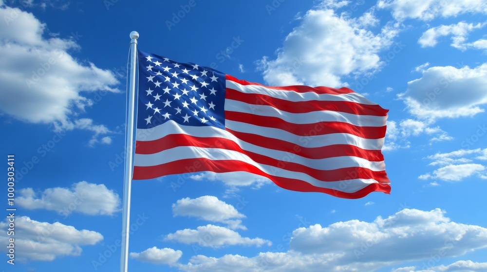 American Flag Waving in the Sky American Flag Waving in the Sky