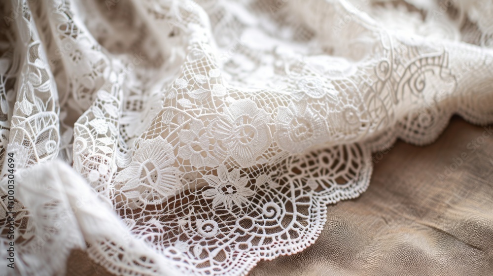 Delicate White Lace Fabric Texture - Close Up Delicate White Lace Fabric Texture - Close Up