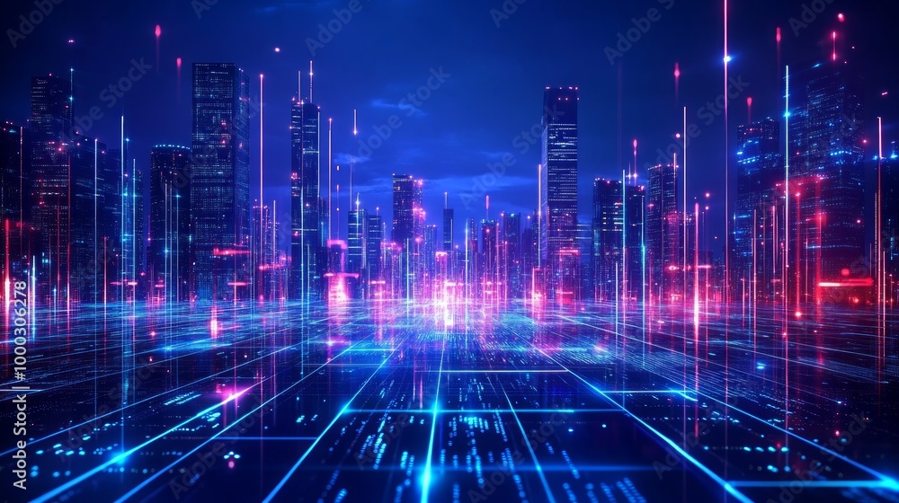 Smart city concept. Utilizing digital infrastructure to create efficient and sustainable solutions for transportation, energy, waste management, communication, other servicee by using data analytics Smart city concept. Utilizing digital infrastructure to create efficient and sustainable solutions for transportation, energy, waste management, communication, other servicee by using data analytics
