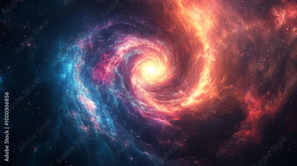 Spiral Galaxy in Colorful Cosmos Spiral Galaxy in Colorful Cosmos