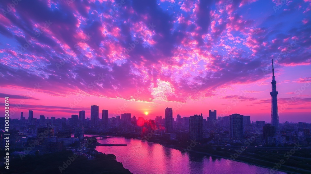 Fototapeta premium Tokyo Skyline at Sunset