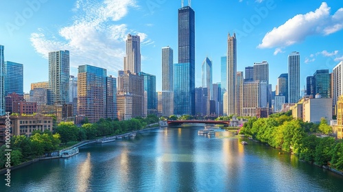 Chicago Skyline and River