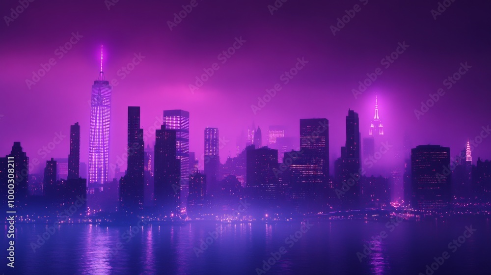 Obraz premium Futuristic Neon Cityscape at Night