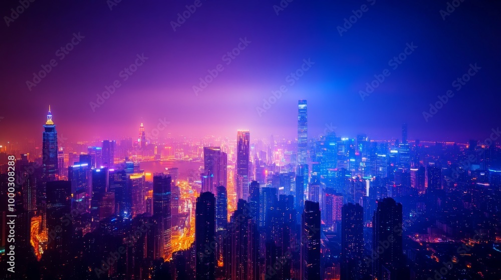 Futuristic Cityscape with Neon Lights Futuristic Cityscape with Neon Lights
