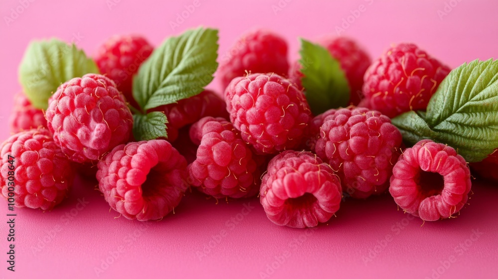 Fresh Raspberries on Pink Background Fresh Raspberries on Pink Background