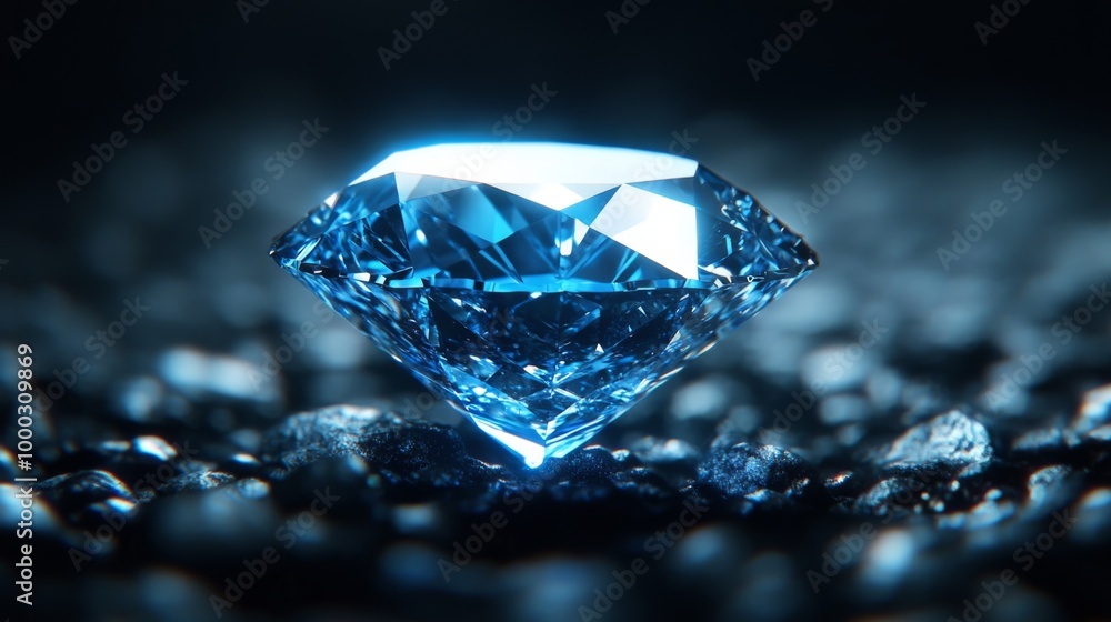 Brilliant Blue Diamond on Dark Background Brilliant Blue Diamond on Dark Background