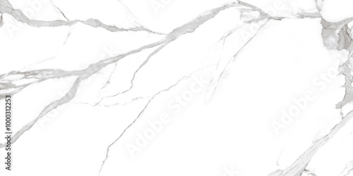 Tableau sur toile White Statuario Marble with Grey Veins, Used for Interior Kitchen or Bathroom Design, Ceramic Digital Printed tile, Natural Pattern Texture Background, Polished Finish with Soft Surface
