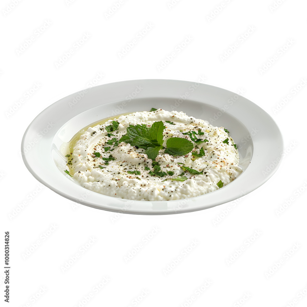 Tasty bowl of creamy tzatziki sauce topped with fresh mint and herbs, great for mediterranean dishes or as a cool dip Tasty bowl of creamy tzatziki sauce topped with fresh mint and herbs, great for mediterranean dishes or as a cool dip