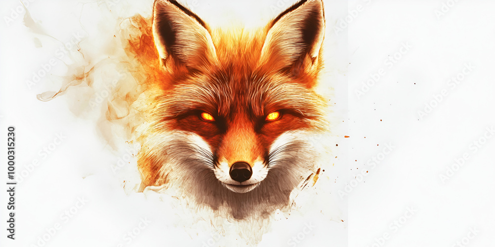 Obraz premium Illustration of a Fox Head with Intense Expression