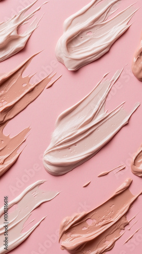 Wallpaper Mural Pattern cosmetic smears of transparent creamy texture on a pastel pink background Torontodigital.ca