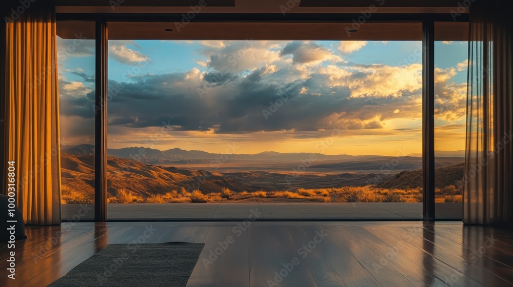 A Room With a View of a Golden Sunset Over Rolling Hills A Room With a View of a Golden Sunset Over Rolling Hills