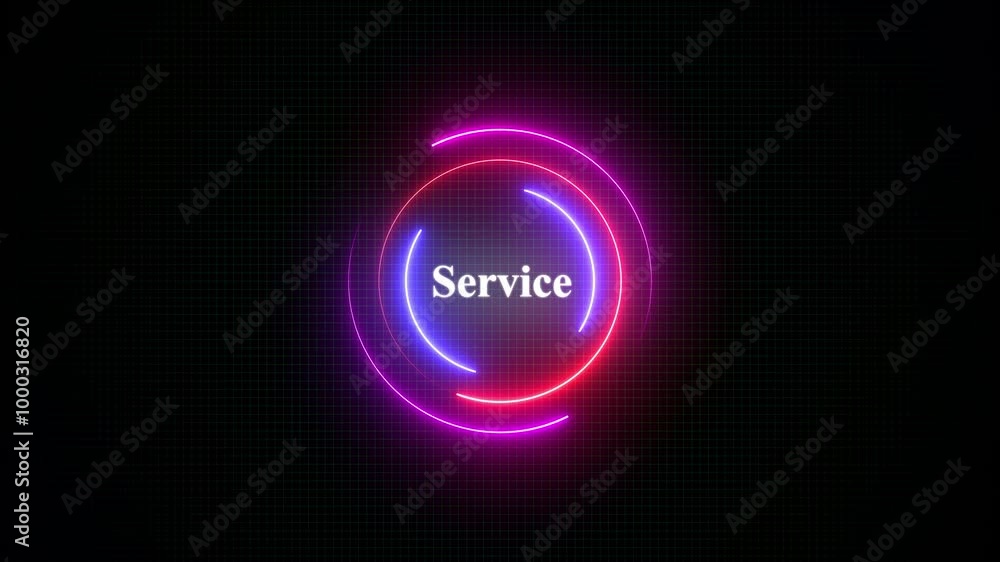 Service Text Effect Technology Background Neon circle with the word Service Text Effect Technology Background Neon circle with the word
