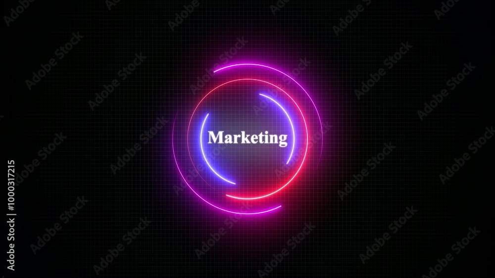 Marketing Text Effect Technology Background Neon circle with the word Marketing Text Effect Technology Background Neon circle with the word