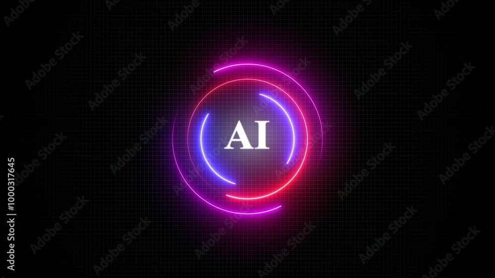 Ai Text Effect Technology Background Neon circle with the word Ai Text Effect Technology Background Neon circle with the word