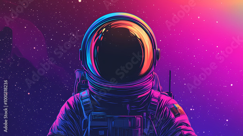 Astronaut in the space. Deep Space Travel. Illustration