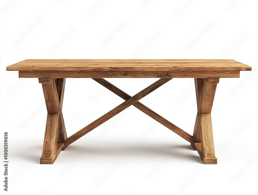 Rustic Wooden Table with Cross Legs - Farmhouse Dining Table Rustic Wooden Table with Cross Legs - Farmhouse Dining Table