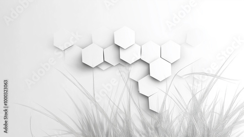 white geometrical polygen shape And gray grass wallpaper photo