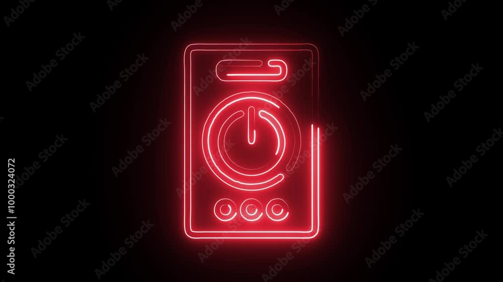 Glowing Neon Power Button Icon Isolated on Dark Background. HD Video Motion Graphic Animation Glowing Neon Power Button Icon Isolated on Dark Background. HD Video Motion Graphic Animation
