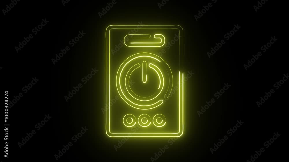 Glowing Neon Power Button Icon Isolated on Dark Background. HD Video Motion Graphic Animation Glowing Neon Power Button Icon Isolated on Dark Background. HD Video Motion Graphic Animation