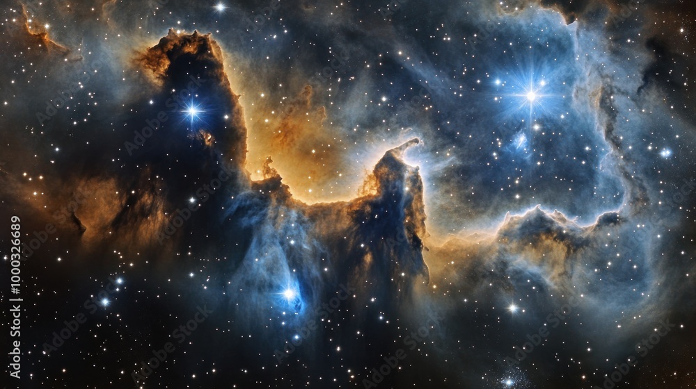 Cosmic Clouds and Bright Stars in a Starry Night Sky Cosmic Clouds and Bright Stars in a Starry Night Sky