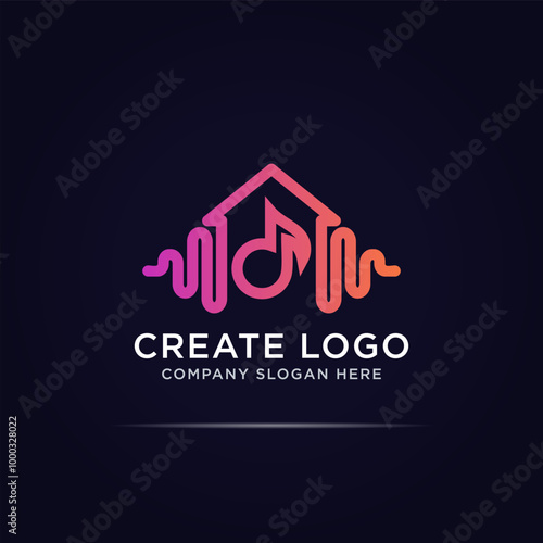 house pulse logo using single line