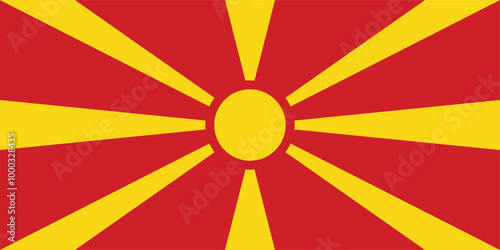 Flag of North Macedonia. Accurate proportion and official colors.