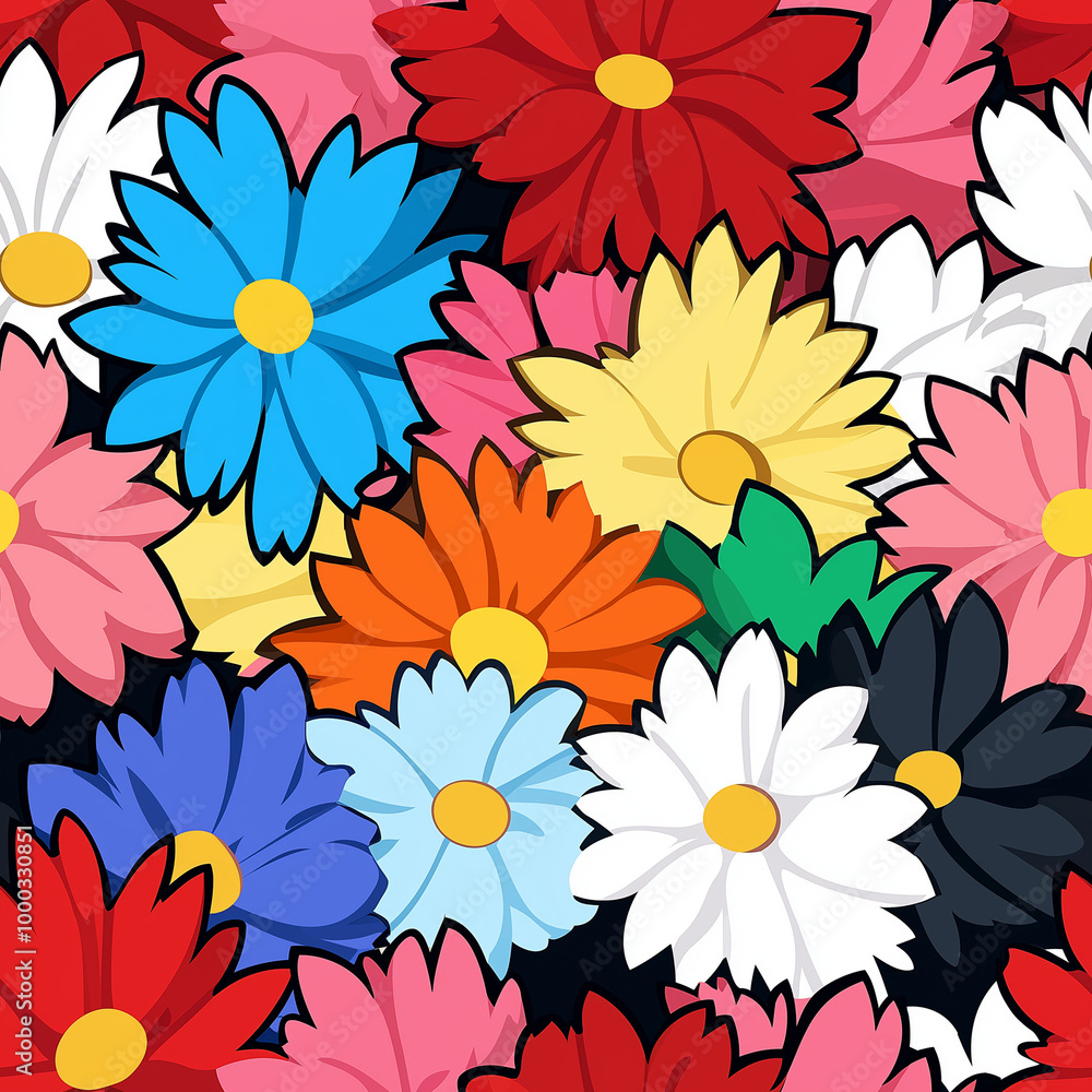 Bold floral bright retro seamless pattern Bold floral bright retro seamless pattern