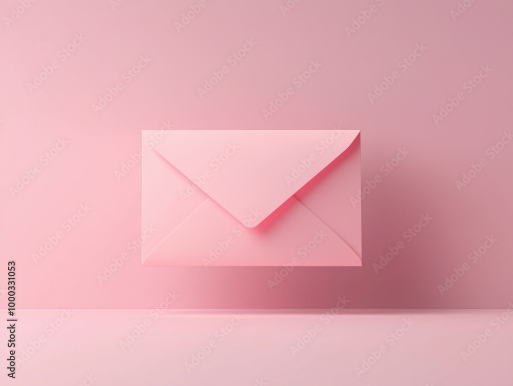 pink envelope on a pink background pink envelope on a pink background