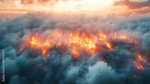 Wallpaper Mural Forest Fire Above Clouds Torontodigital.ca