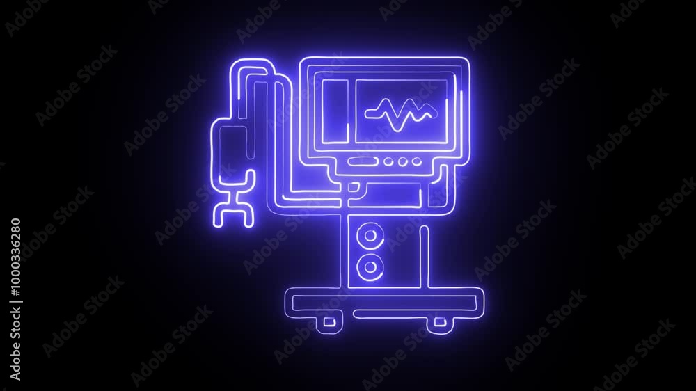Glowing Neon Ventilation Icon Isolated on Dark Background. HD Video Motion Graphic Animation Glowing Neon Ventilation Icon Isolated on Dark Background. HD Video Motion Graphic Animation