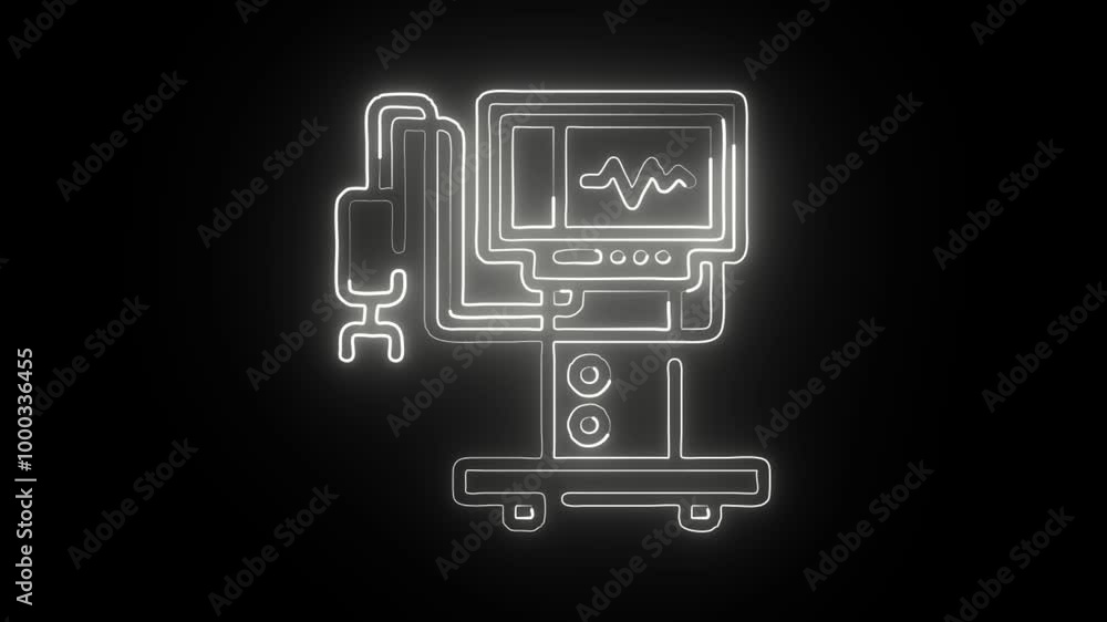 Glowing Neon Ventilation Icon Isolated on Dark Background. HD Video Motion Graphic Animation Glowing Neon Ventilation Icon Isolated on Dark Background. HD Video Motion Graphic Animation