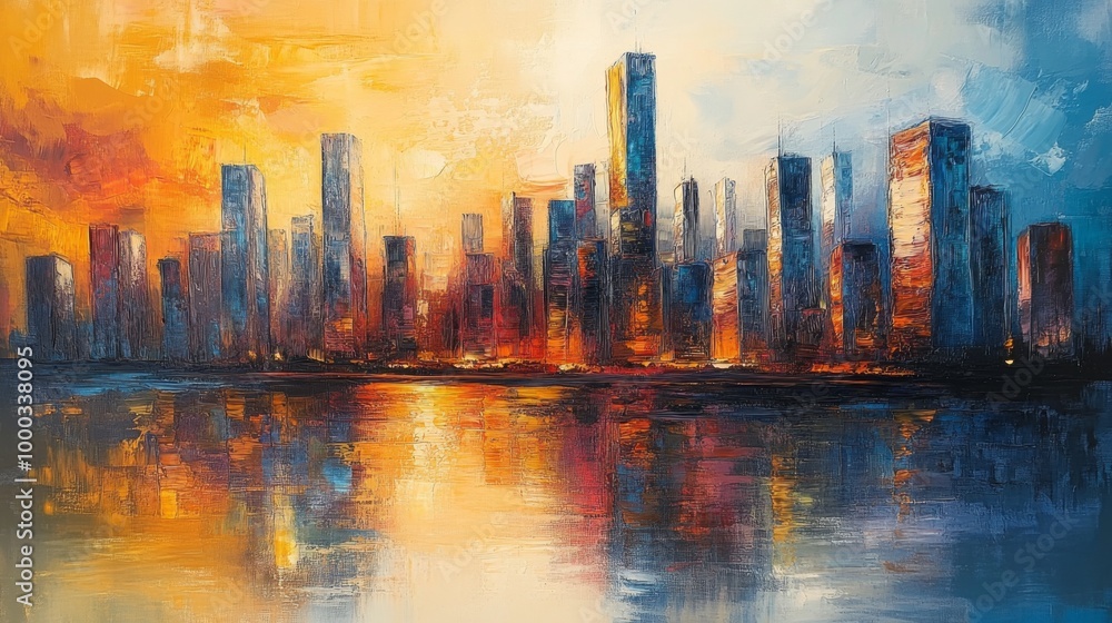 Vibrant Abstract Cityscape Painting Vibrant Abstract Cityscape Painting