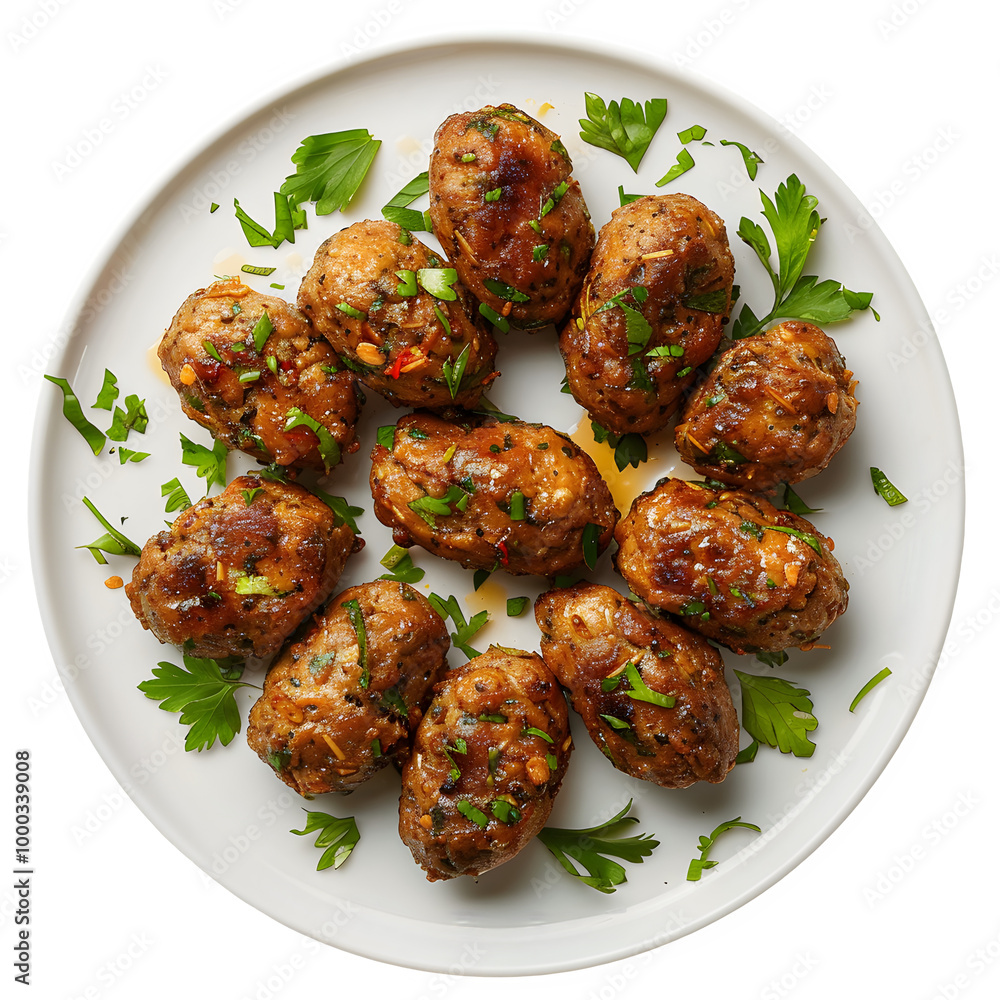 Dish of deliciously roasted potatoes, flavored with herbs and topped with a sprinkle of fresh parsley, making it look tasty and attractive Dish of deliciously roasted potatoes, flavored with herbs and topped with a sprinkle of fresh parsley, making it look tasty and attractive