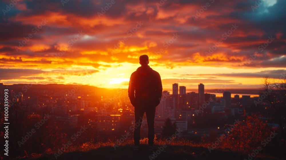 Fototapeta premium Sunset City Silhouette