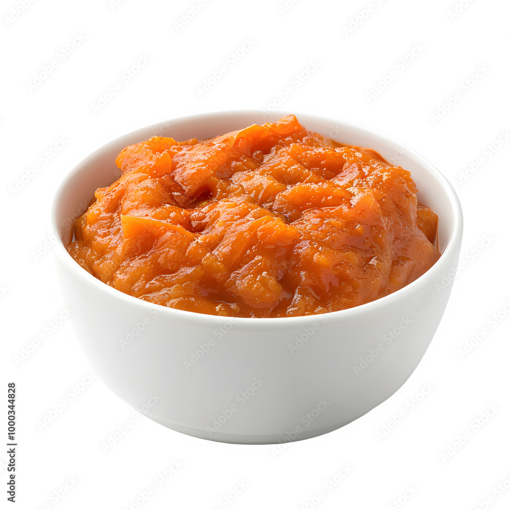 Shiny white bowl full of creamy sweet potato mash. The bright orange hue and velvety texture really show off how yummy and smooth it looks Shiny white bowl full of creamy sweet potato mash. The bright orange hue and velvety texture really show off how yummy and smooth it looks