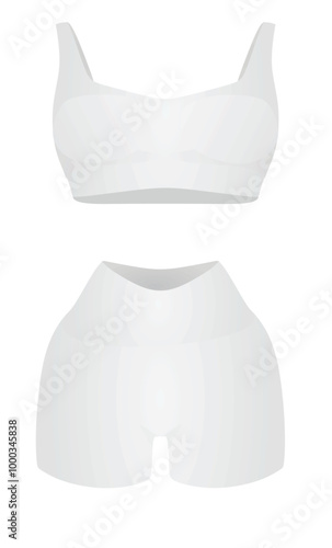 Women white top and shorts. vector illustration