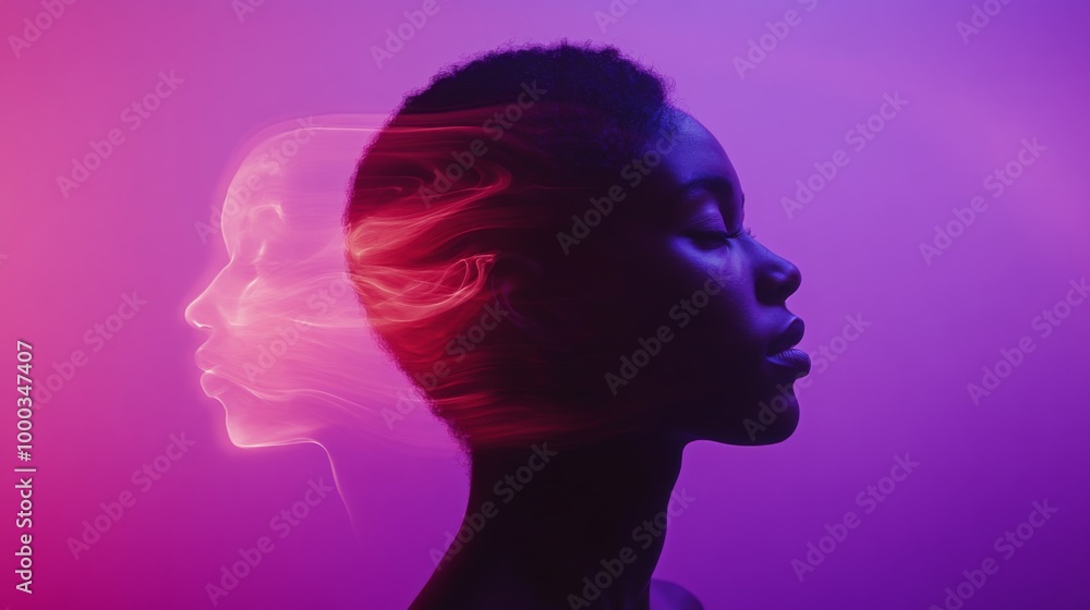 Abstract Double Exposure of Woman in Profile Abstract Double Exposure of Woman in Profile