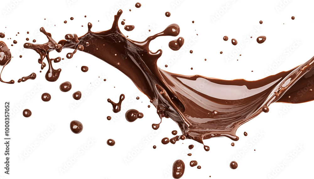 Chocolate splash creating a wave-like pattern, evoking the beauty of liquid in motion, showcasing the essence of liquid splash transparency. Chocolate splash creating a wave-like pattern, evoking the beauty of liquid in motion, showcasing the essence of liquid splash transparency.