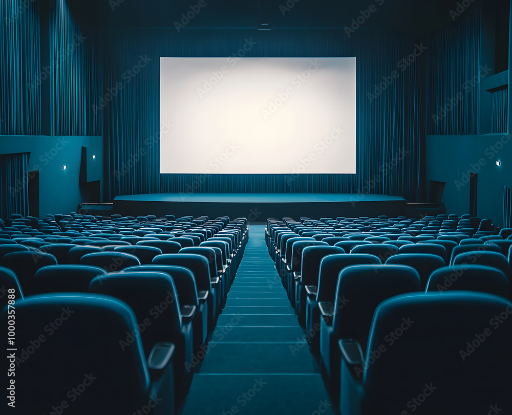 Fototapeta premium Empty Movie Theater with Blank Screen