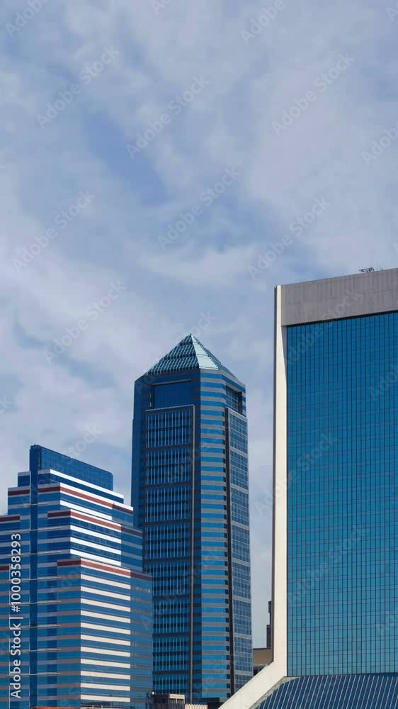 Jacksonville, Florida skyline cityscape time lapse vertical video Jacksonville, Florida skyline cityscape time lapse vertical video
